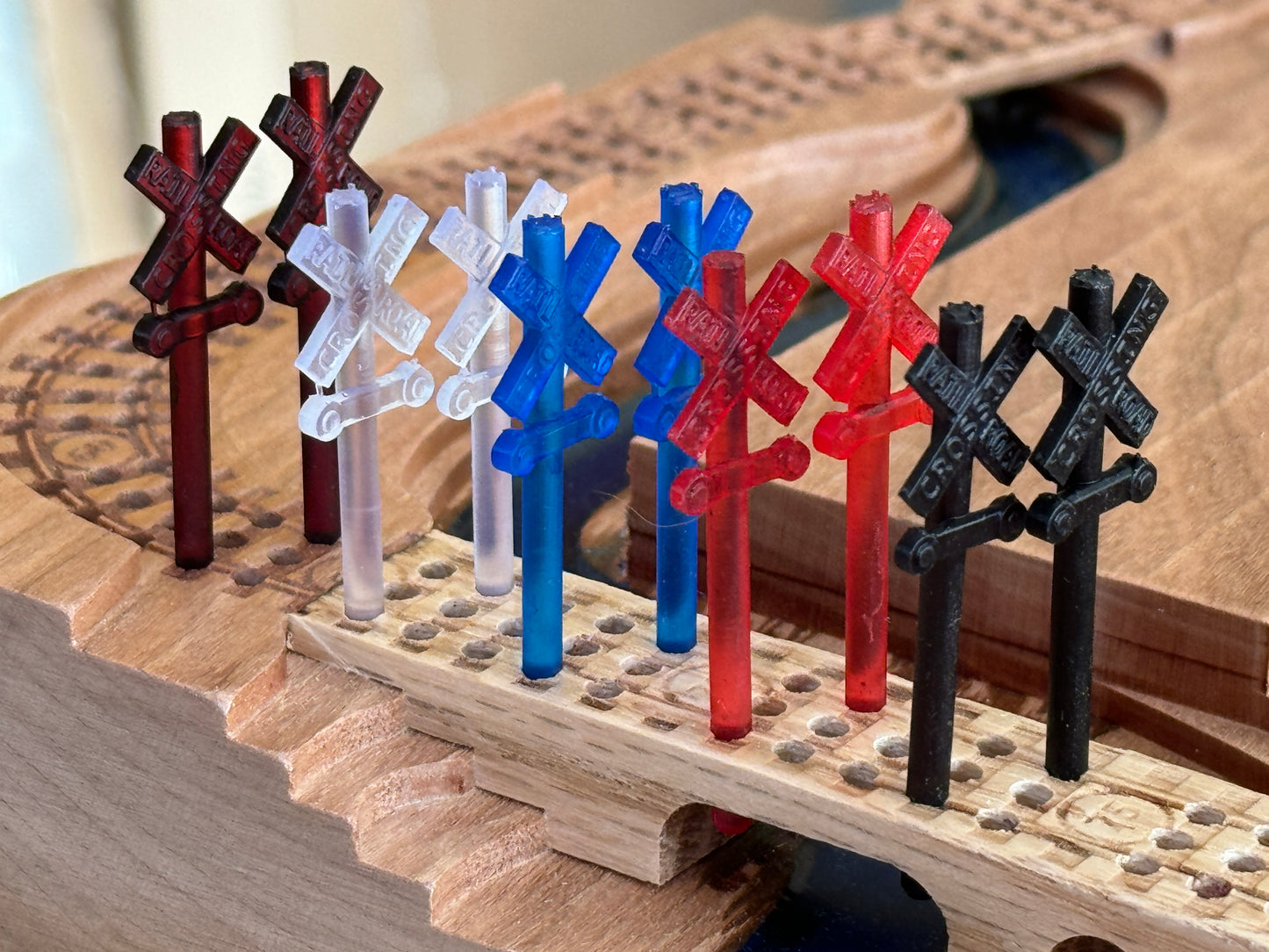 Railroad Crossing Cribbage Pegs