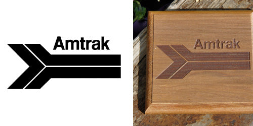 Stock Railroad Logo Engraving on Board , Coasters or Box