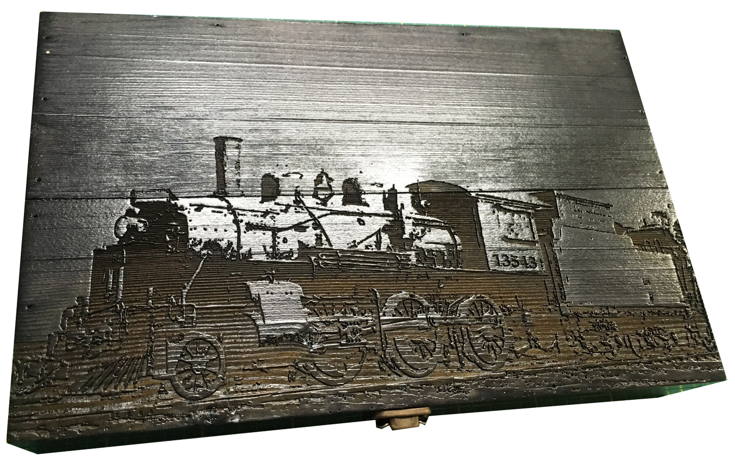 Stock Full-Lid Train Engraving on Large or Medium Box