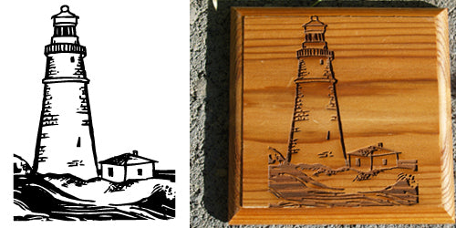 Stock Lighthouse Logo Engraving on Board , Coasters or Box
