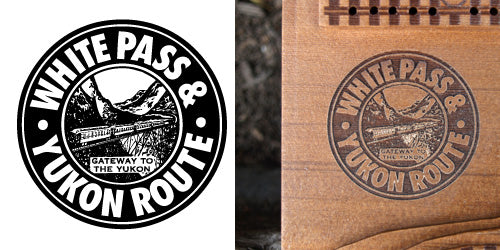 Stock Railroad Logo Engraving on Board , Coasters or Box