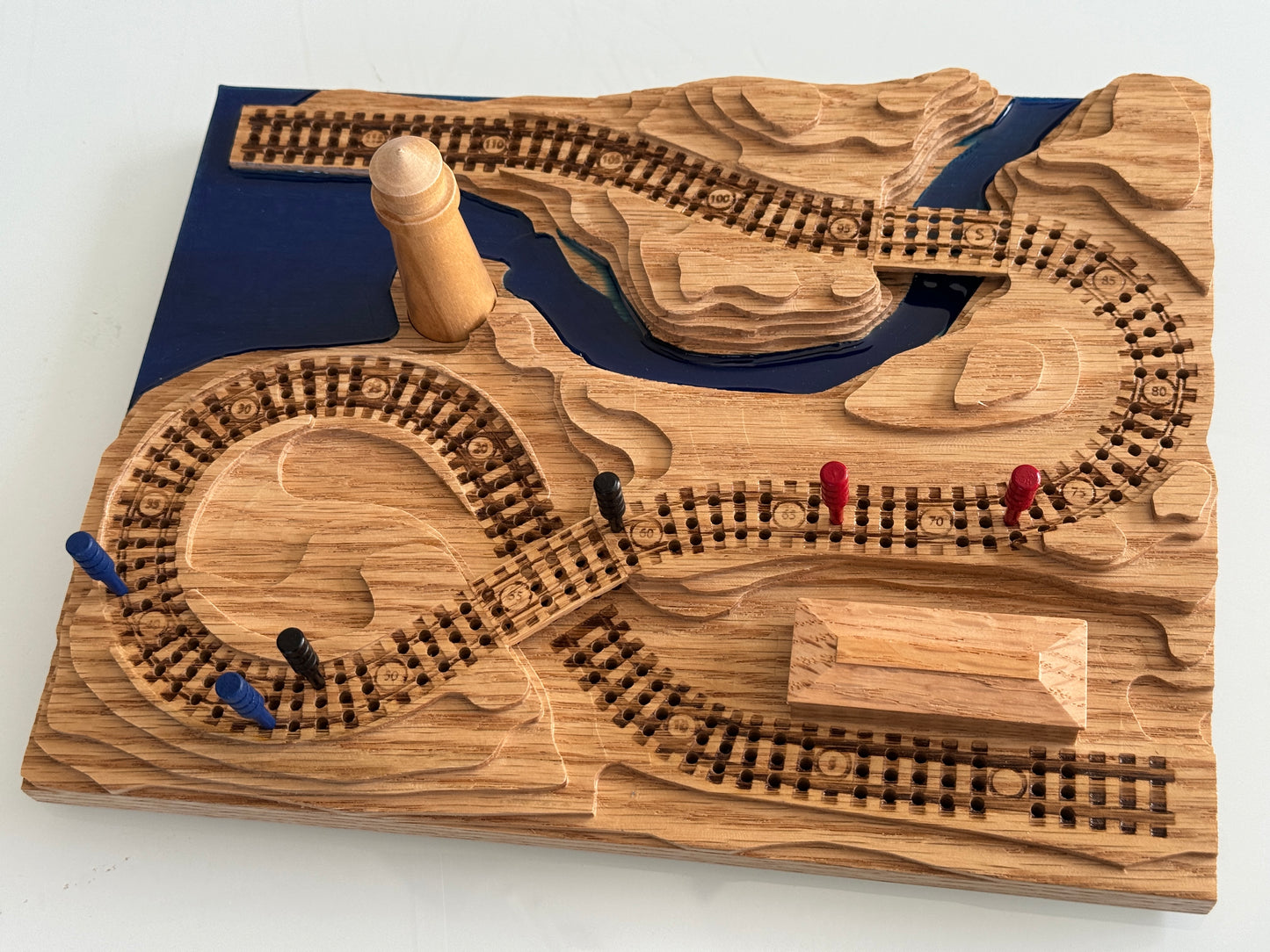 Add a Wooden Lighthouse to A Railroad Cribbage Board