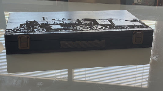 Stock Full-Lid Train Engraving on Large or Medium Box