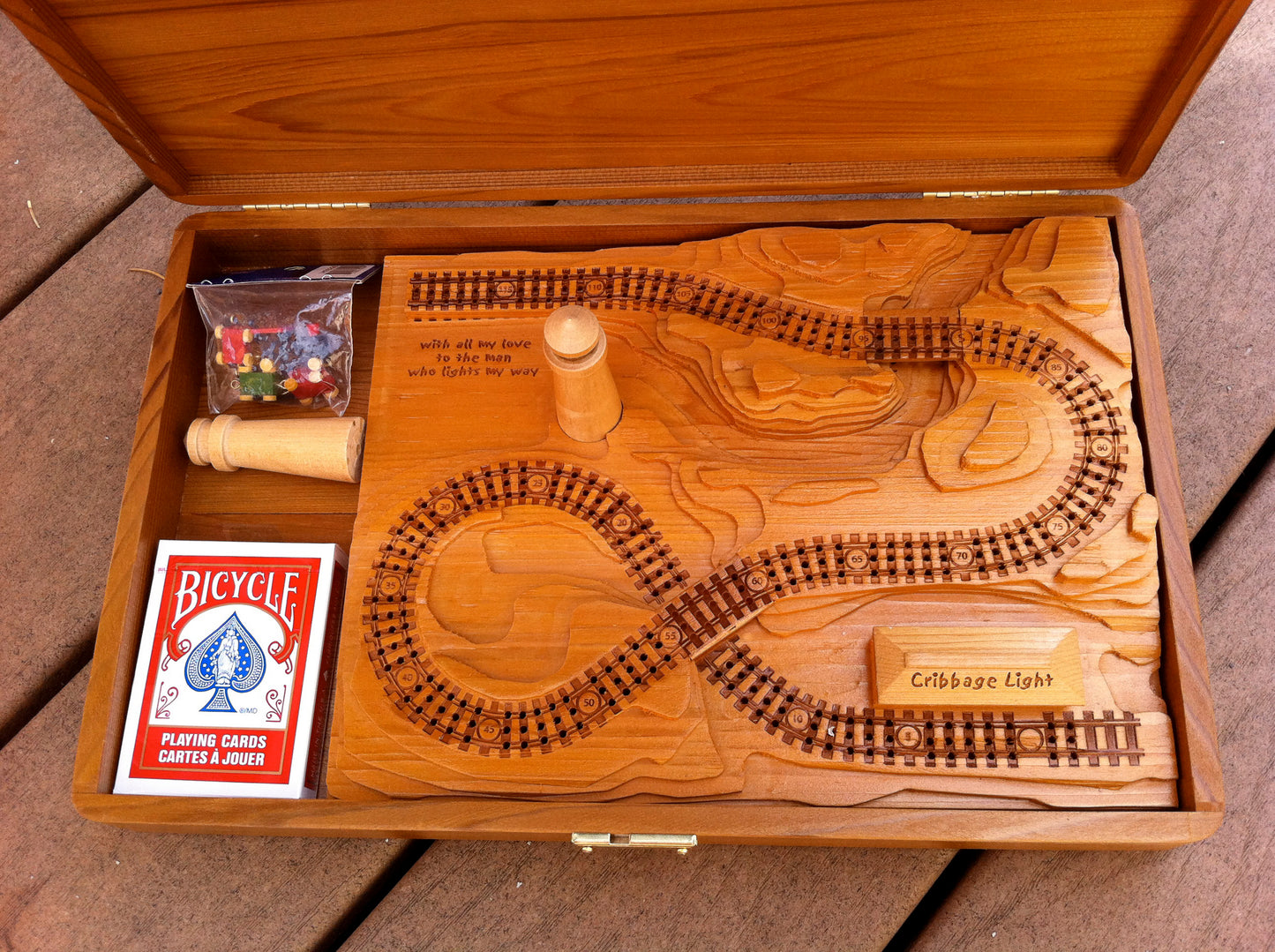 Add a Wooden Lighthouse to A Railroad Cribbage Board