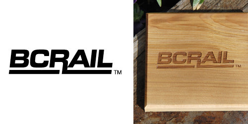 Stock Railroad Logo Engraving on Board , Coasters or Box