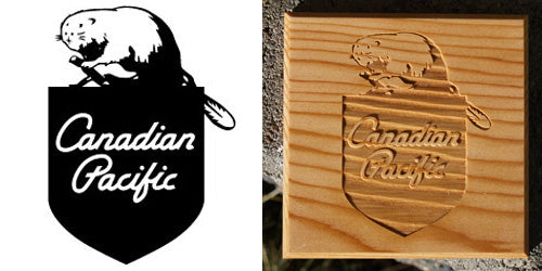 Stock Railroad Logo Engraving on Board , Coasters or Box